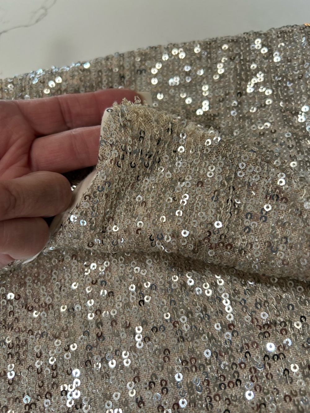 MELLODAY Gold Sequined Shirt Sleeve Lined Top - Picture 7 of 8